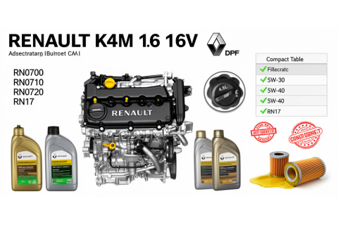 Масло и фильтры для Renault Laguna 1.6 (K4M) — объём 4.8 л, допуски и рекомендации
