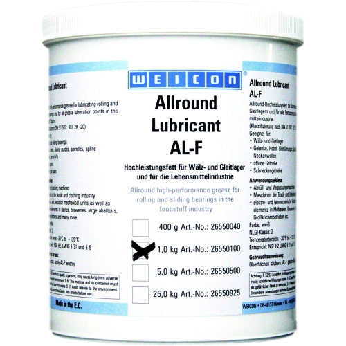Жировая, пищевая смазка для вращающихся и скользящих поверхностей WEICON AL-F, 1 кг купить в Мурманске с доставкой
